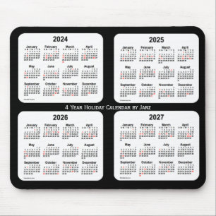 2024-2027 Black and White Holiday Calendar by Janz Mouse Pad