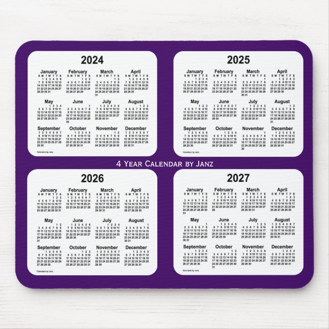 2024-2027 Purple 4 Year Calendar by Janz Mouse Pad (Front)