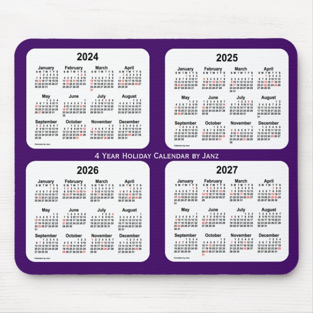 2024-2027 Purple Holiday Calendar by Janz Mouse Pad (Front)