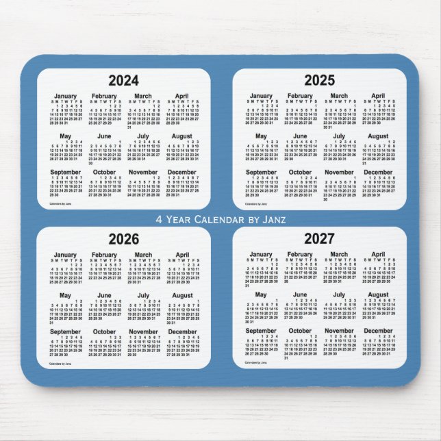 2024-2027 Steel Blue 4 Year Calendar by Janz Mouse Pad (Front)