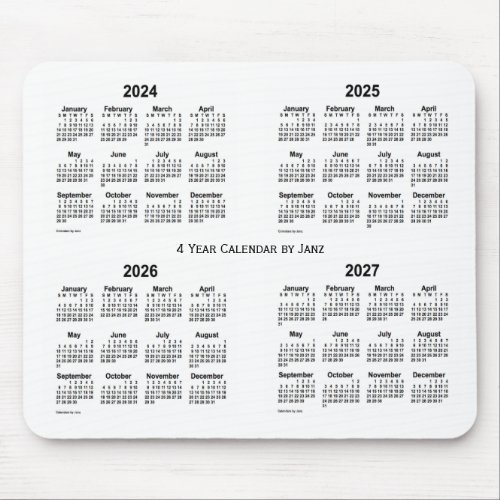 2024_2027 White 4 Year Calendar by Janz Mouse Pad