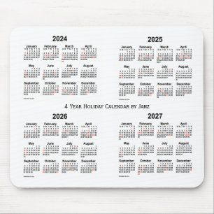 2024-2027 White Holiday Calendar by Janz Mouse Pad