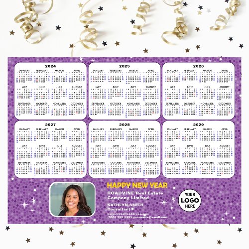 2024 _ 2029 Calendar Business Logo Purple Magnetic