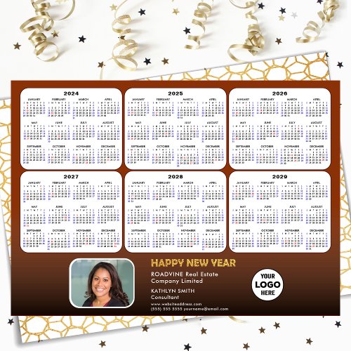 2024 _ 2029 Calendar Business Modern Red New Year Holiday Card