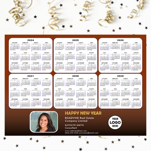 2024 _ 2029 Calendar Business Photo Brown Magnetic