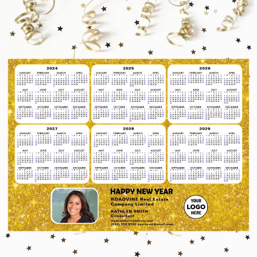 2024 _ 2029 Calendar Corporate Logo Gold Magnetic