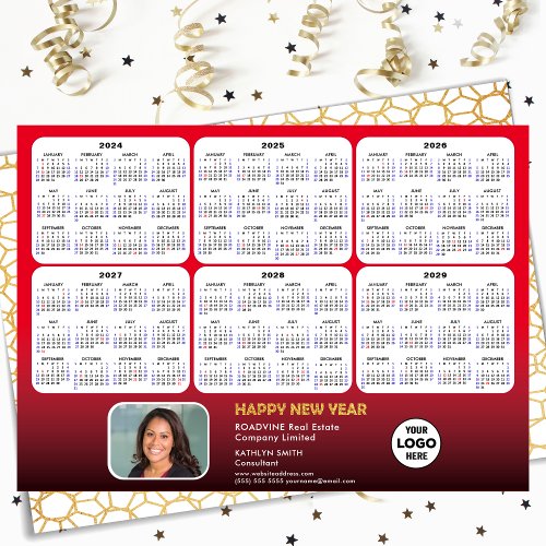 2024 _ 2029 Calendar Corporate Logo Modern Red Holiday Card