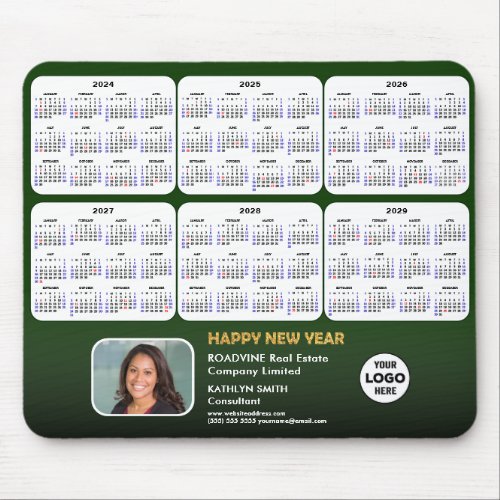 2024 _ 2029 Calendar Corporate Logo Photo Green  Mouse Pad