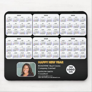 2024 - 2029 Calendar Corporate Logo Photo on Black Mouse Pad