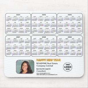 2024 - 2029 Calendar Corporate Logo Photo on White Mouse Pad