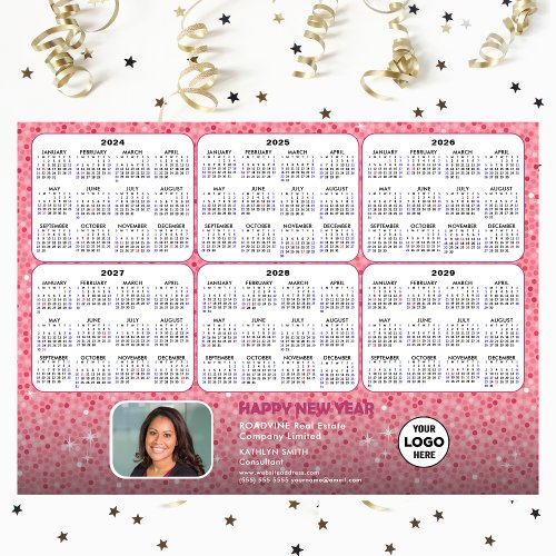 2024 _ 2029 Calendar Corporate Logo Pink Magnetic