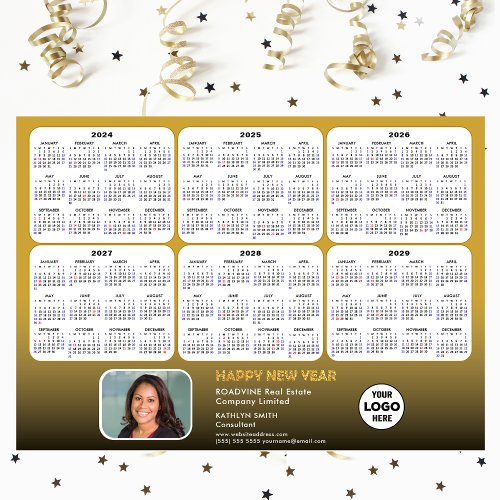 2024 _ 2029 Calendar Corporate Photo Gold Magnetic