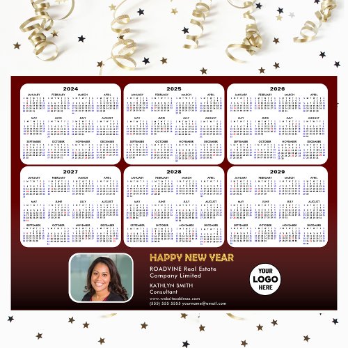 2024 _ 2029 Calendar Corporate Photo Red Magnetic 
