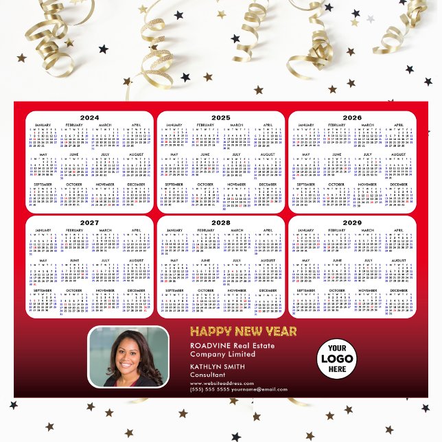 2024-2029 Calendar Magnet Business Logo Photo RED (Creator Uploaded)
