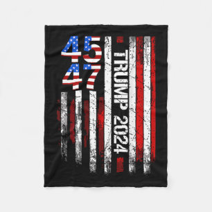 2024 45 47 Vintage American Flag Retro 4547 Fleece Blanket