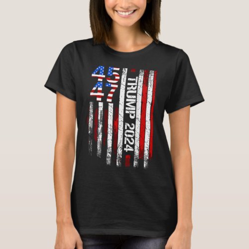 2024 45 47 Vintage American Flag Retro 4547  T_Shirt