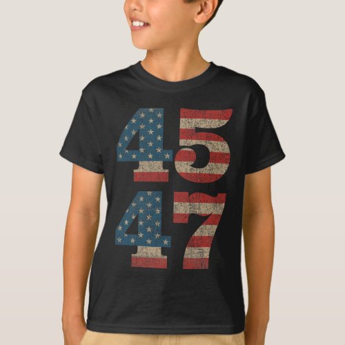 2024 45 47 Vintage American Flag Retro 4547 Trump  T_Shirt