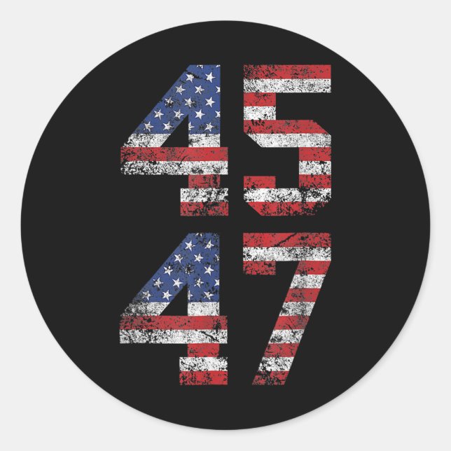 2024 45 47 Vintage American Flag Retro 4547 Us 202 Classic Round Sticker (Front)