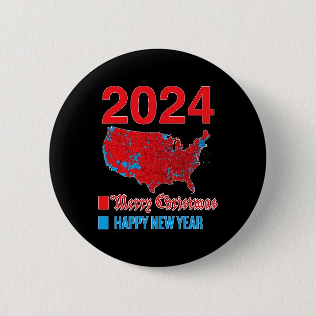 2024 Accurate Election Map Merry Christmas Happy N Button (Front)