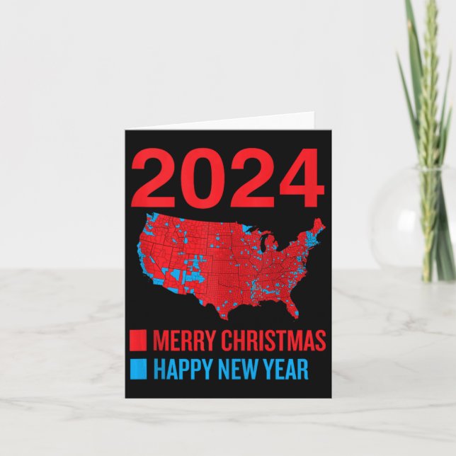 2024 Accurate Election Map Merry Christmas Happy N Card (Front)