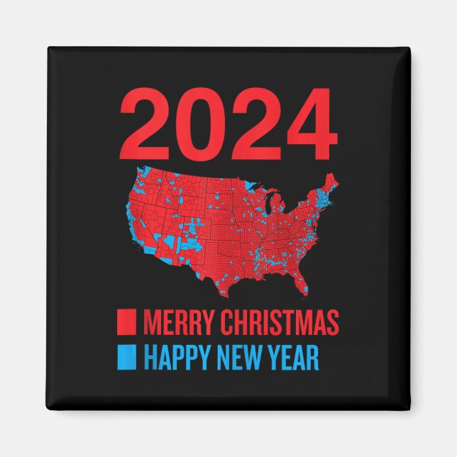 2024 Accurate Election Map Merry Christmas Happy N Magnet (Front)