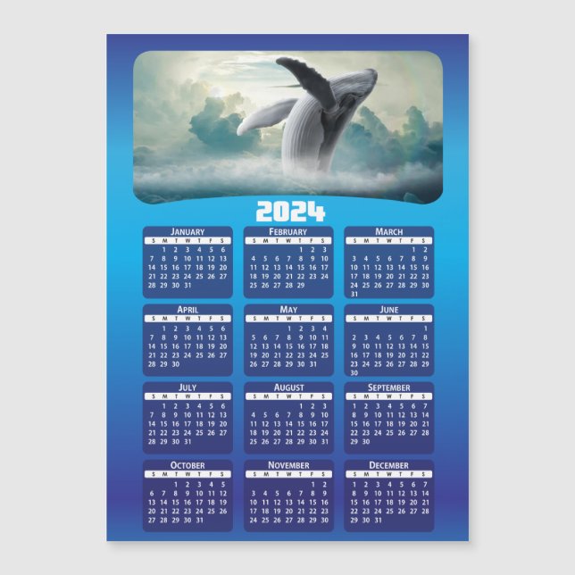 2024 - Add Your Photo - Blue Photo Magnet Calendar (Front)
