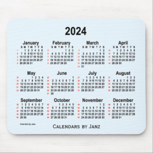 2024 Alice Blue 52 Weeks Calendar by Janz Mouse Pad