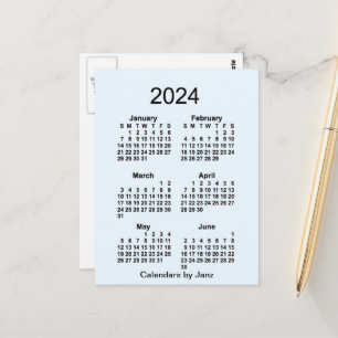 2024 Alice Blue 6 Month Mini Calendar by Janz Postcard