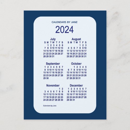 2024 Alice Blue 6 Month Mini Calendar by Janz Postcard