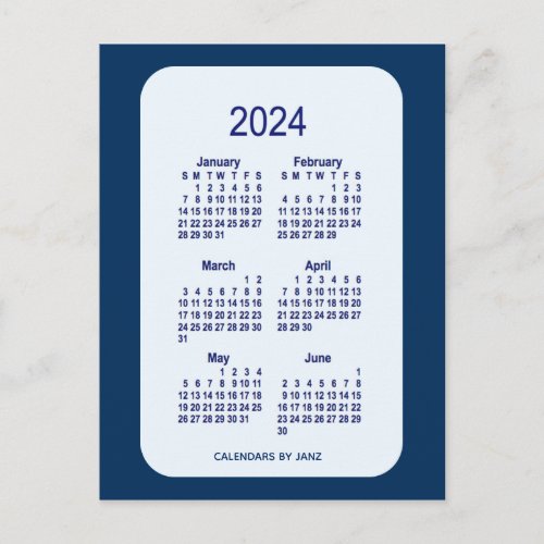 2024 Alice Blue 6 Month Mini Calendar by Janz Postcard