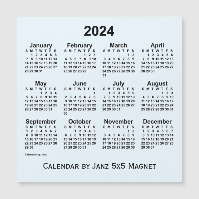 2024 Alice Blue Calendar by Janz 5x5 Magnet | Zazzle