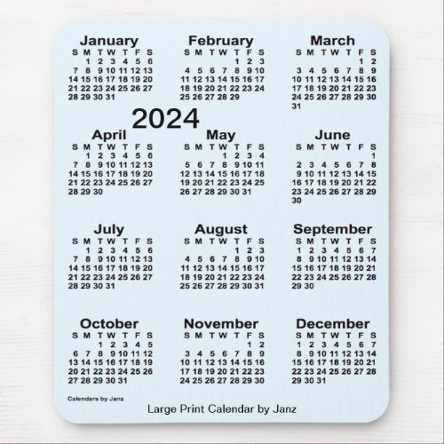 2024 Alice Blue Large Print Calendar by Janz Mouse Pad