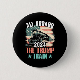 2024 All Aboard The Trump Train 2024 Usa Flag Button