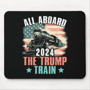 2024 All Aboard The Trump Train 2024 Usa Flag Mouse Pad