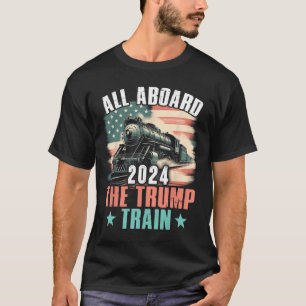 2024 All Aboard The Trump Train 2024 Usa Flag T-Shirt