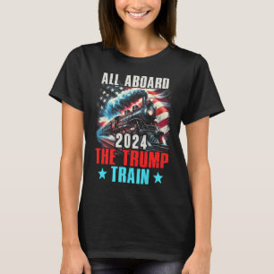 2024 All Aboard The Trump Train Us American Flag T-Shirt