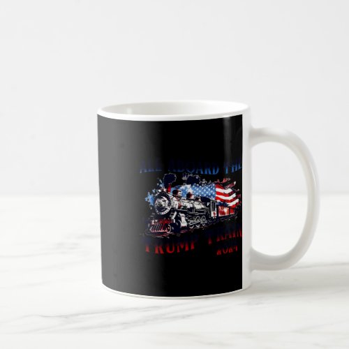 2024 All Aboard The Trump Train Usa American Flag  Coffee Mug