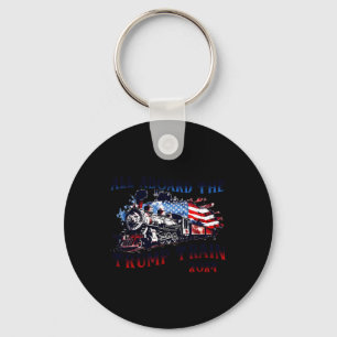 2024 All Aboard The Trump Train Usa American Flag  Keychain