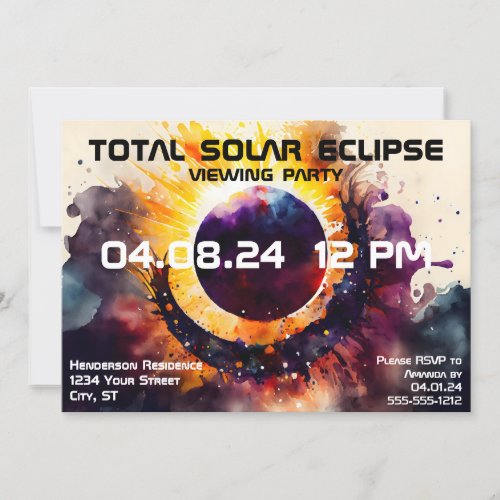 2024 American Total Solar Eclipse Viewing Party Invitation