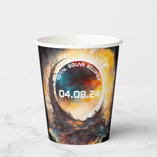 2024 American Total Solar Eclipse Viewing Party Paper Cups