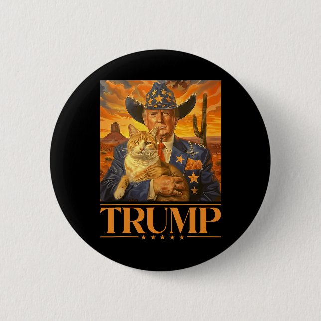 2024 And Cat Western Cowboy Patriotic 4th Of July  Button (Front)