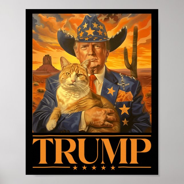 2024 And Cat Western Cowboy Patriotic 4th Of July  Poster (Front)