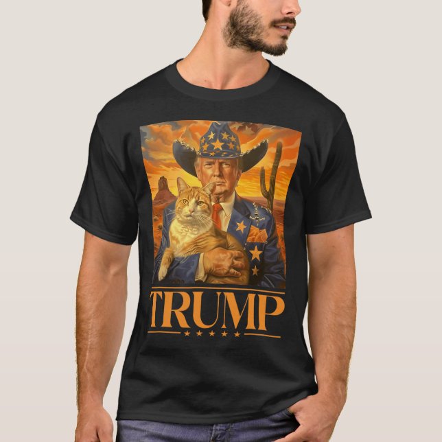 2024 And Cat Western Cowboy Patriotic 4th Of July  T-Shirt (Front)