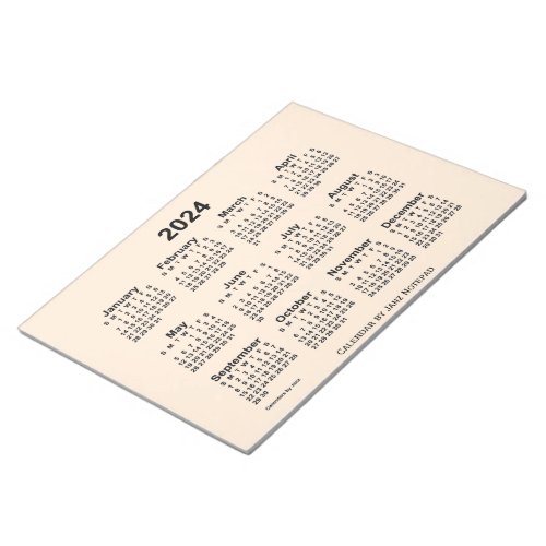 2024 Antique White Calendar by Janz Large Notepad