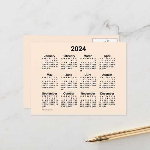 2024 Antique White Mini Calendar by Janz Postcard