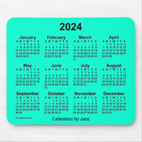 2024 Aquamarine Calendar by Janz Mouse Pad