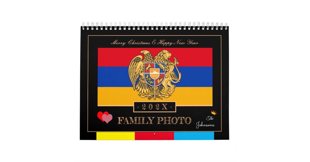 2024 Armenian Flag & Happy New Year, Armenia photo Calendar Zazzle