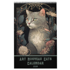 2024 Art Nouveau Cats Calendar at Zazzle