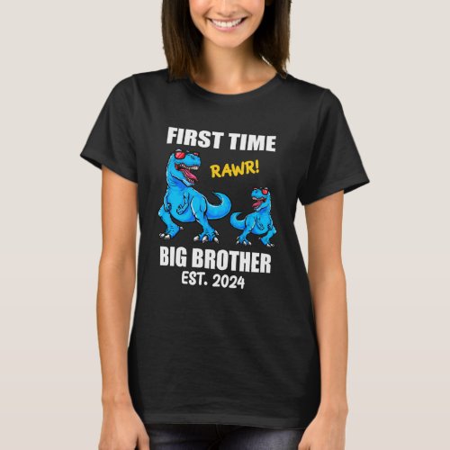2024 Baby Announcement Dinosaur  First Time Big Br T_Shirt