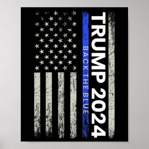 2024 Back The Blue Thin Blue Line Police American  Poster